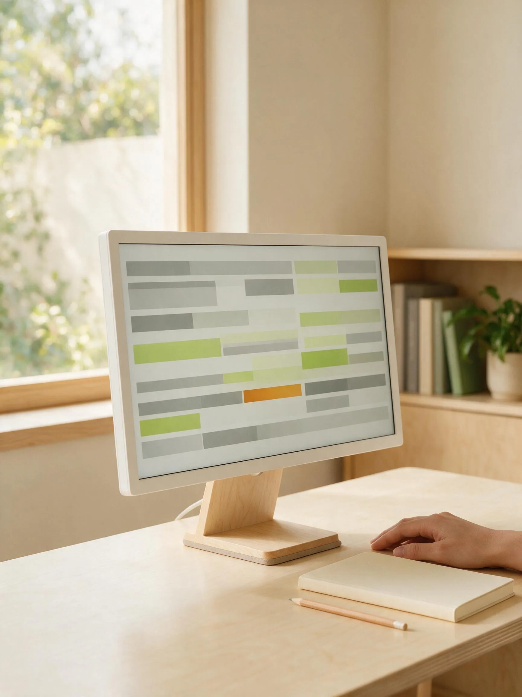 Een actueel voorraaddashboard op een bureau met één regel gemarkeerd voor nabestelling, als basis voor vraaggestuurde aanvulling
