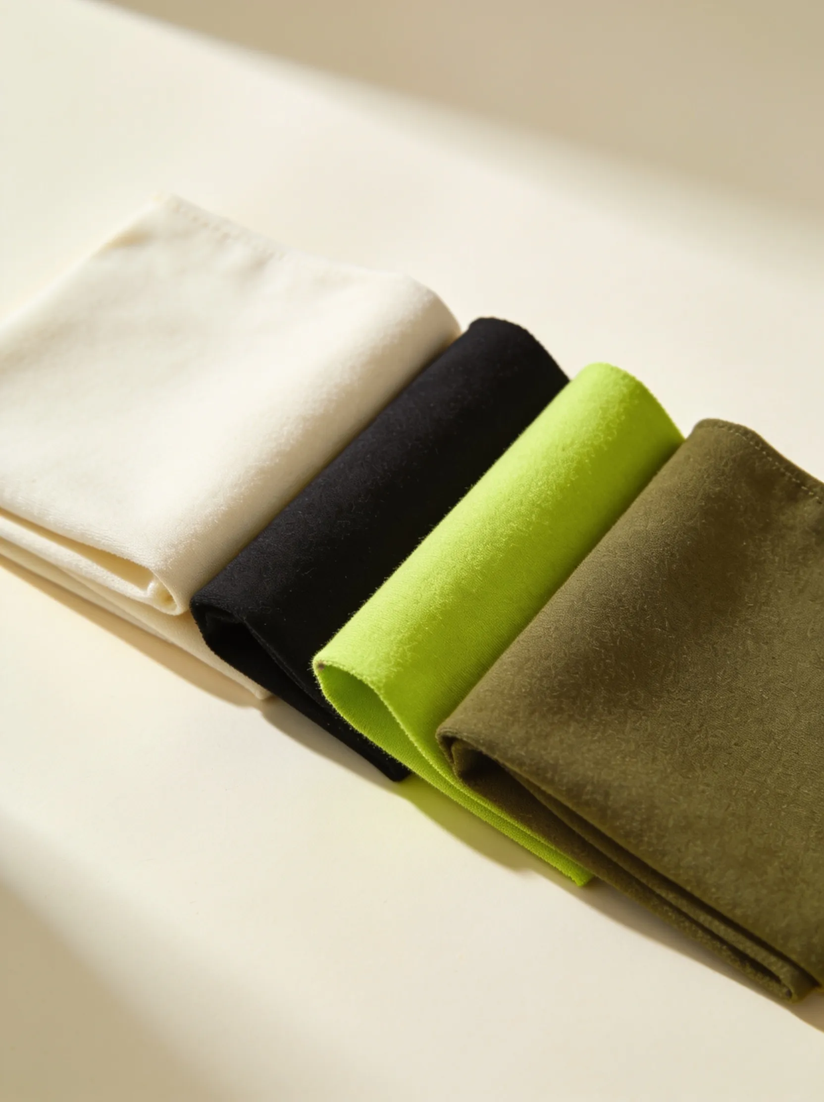 Material and fabric samples compared side by side for supplier selection