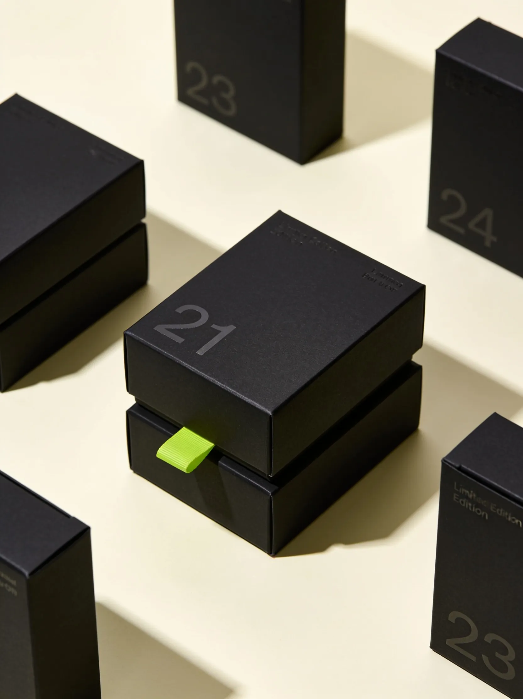 Numbered limited edition products staged for launch day