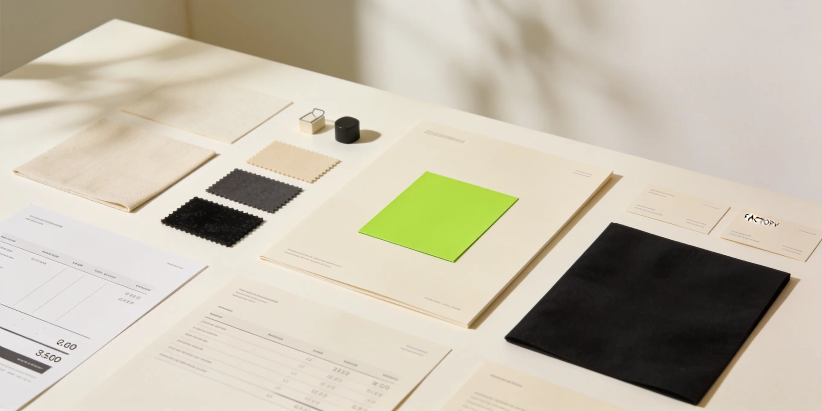 Sourcing and supplier management — material samples, factory options, and cost sheets under review